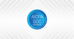 Blue AICPA SOCII logo on a while background.